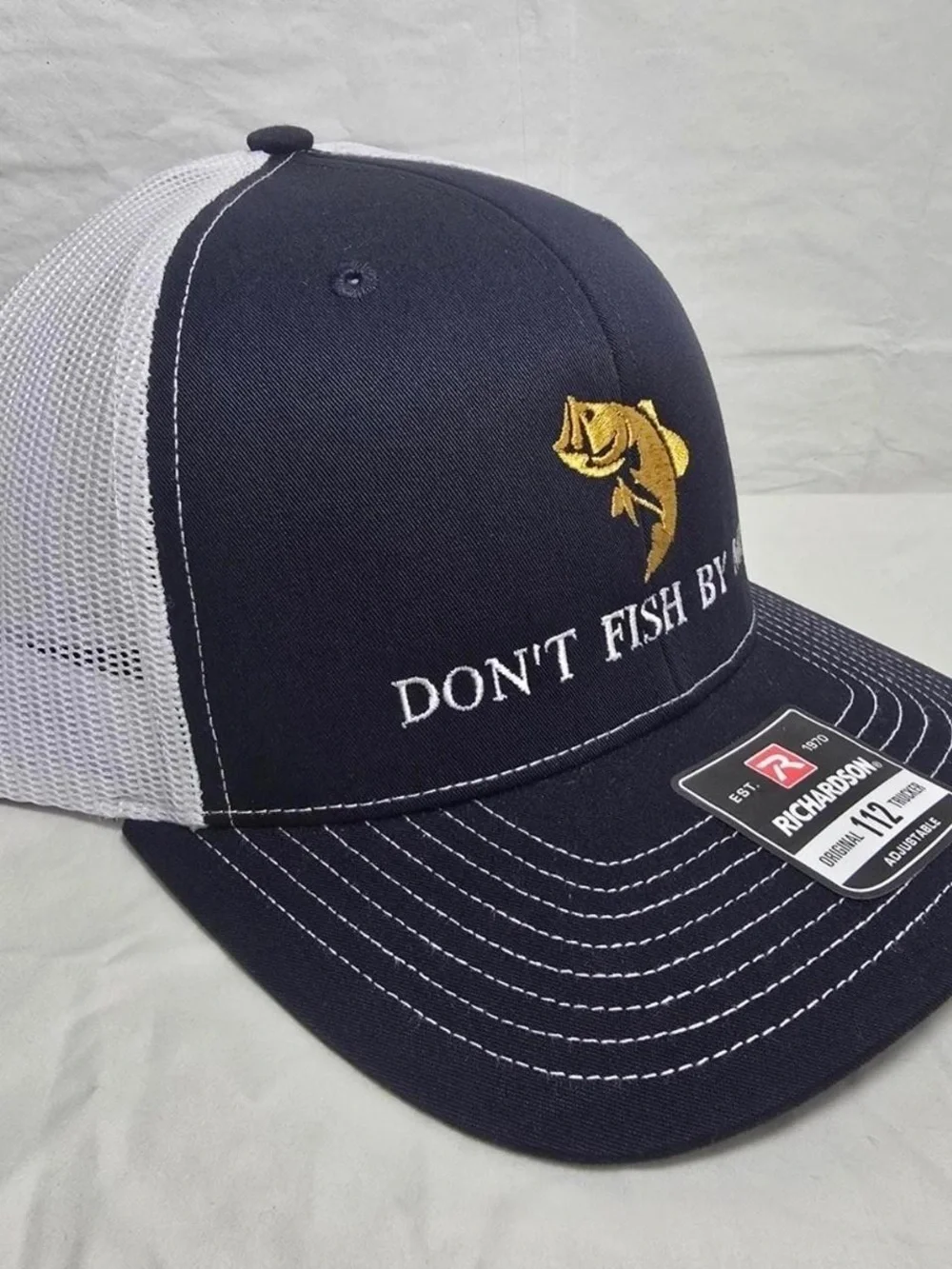 Don’t Fish By Me Richardson 112 Trucker Hat Navy White Snapback Fishing Cap New